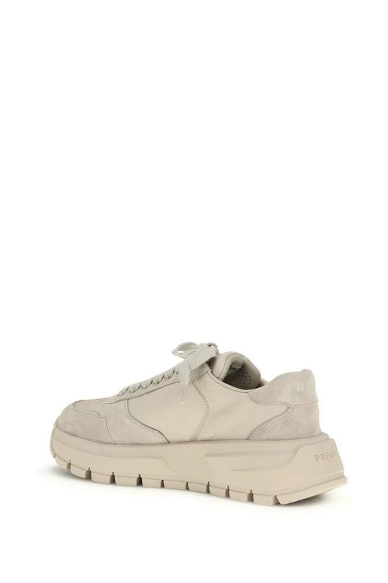 Prada Beige Recycled Polyamide Athletic Sneakers by Prada