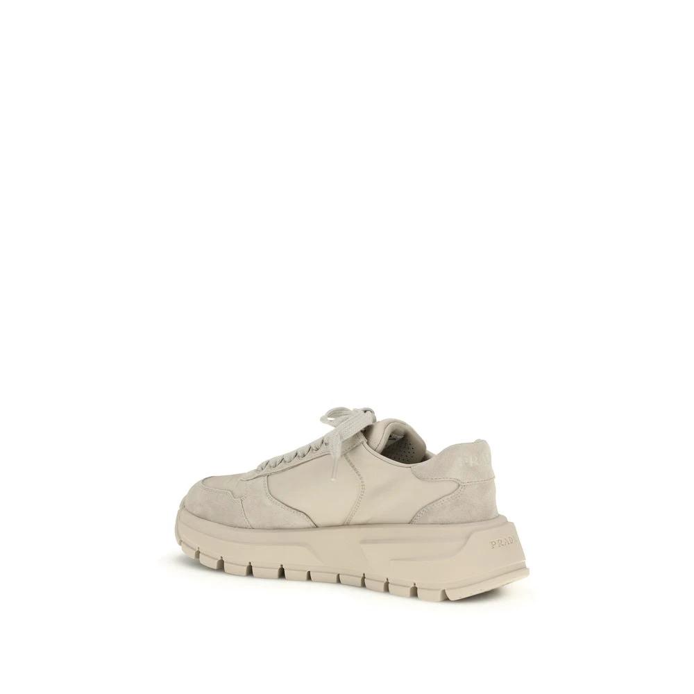 Prada Beige Recycled Polyamide Athletic Sneakers by Prada