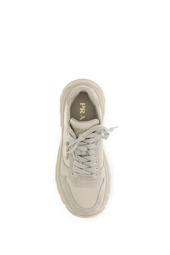 Prada Beige Recycled Polyamide Athletic Sneakers by Prada