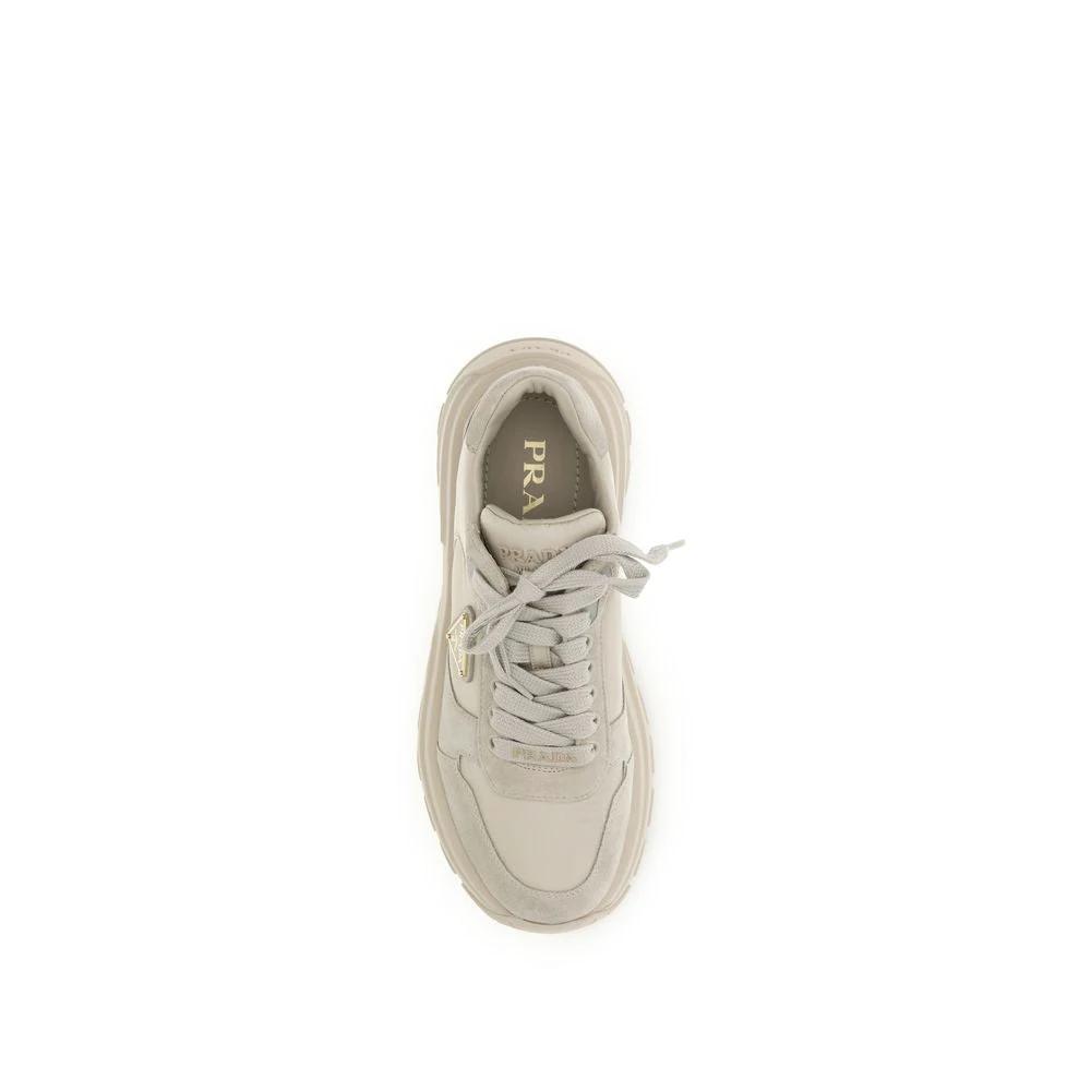 Prada Beige Recycled Polyamide Athletic Sneakers by Prada