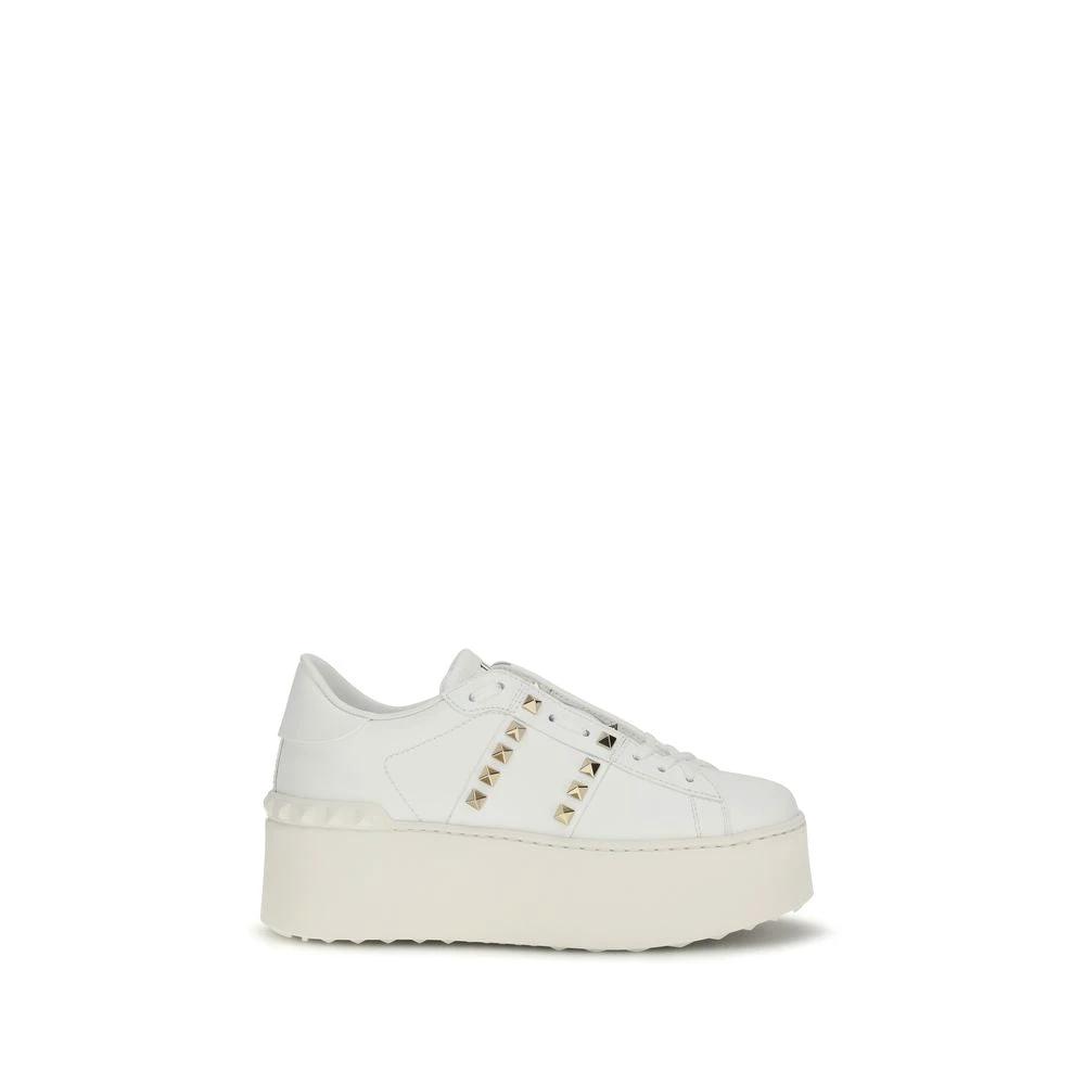 Valentino Garavani Weiße Bos Taurus Kalbsleder Plateau-Sneaker by Valentino Garavani