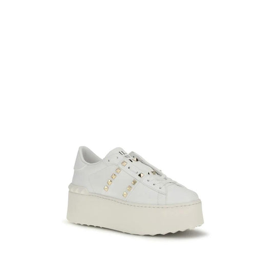 Valentino Garavani Weiße Bos Taurus Kalbsleder Plateau-Sneaker by Valentino Garavani