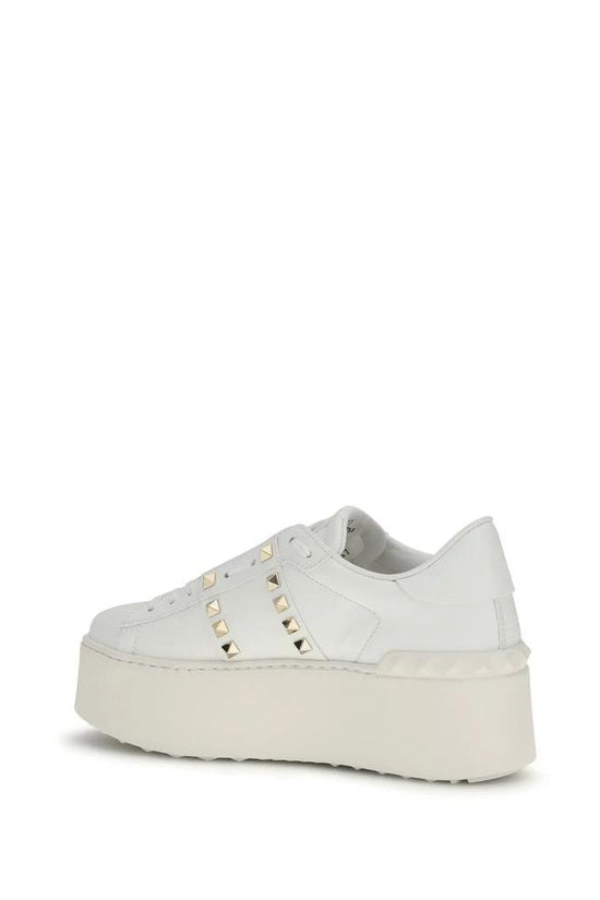 Valentino Garavani Weiße Bos Taurus Kalbsleder Plateau-Sneaker by Valentino Garavani