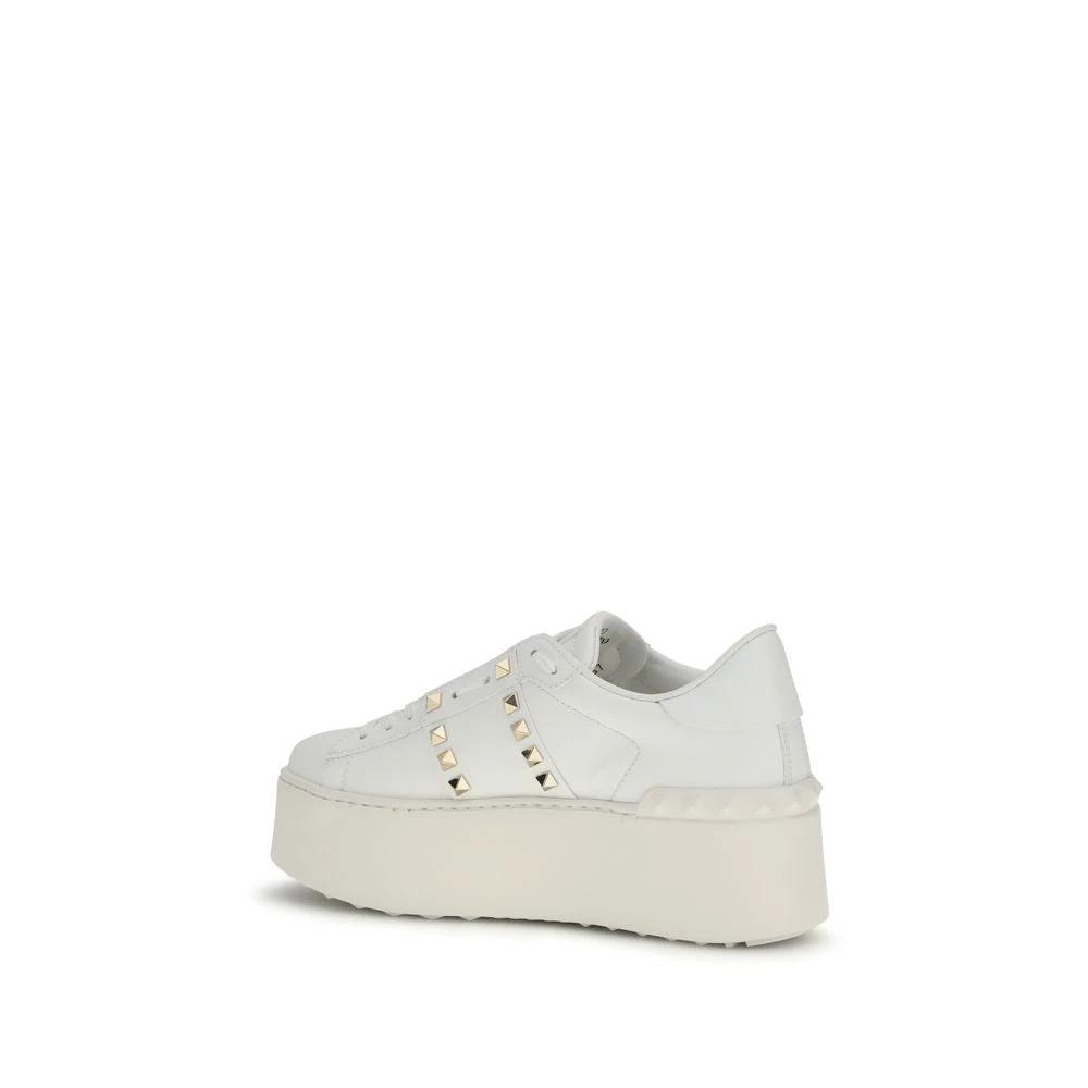 Valentino Garavani Weiße Bos Taurus Kalbsleder Plateau-Sneaker by Valentino Garavani