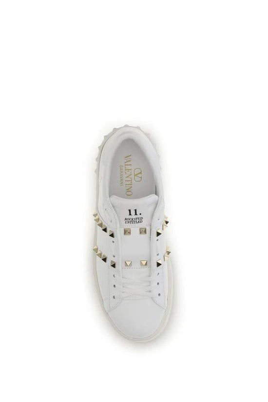 Valentino Garavani Weiße Bos Taurus Kalbsleder Plateau-Sneaker by Valentino Garavani