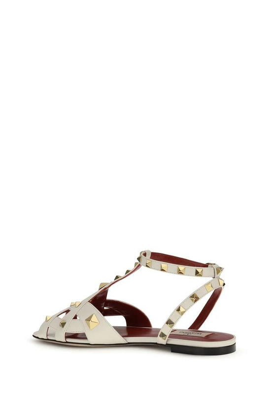 Valentino Garavani Beige Goatskin Flat Sandals by Valentino Garavani