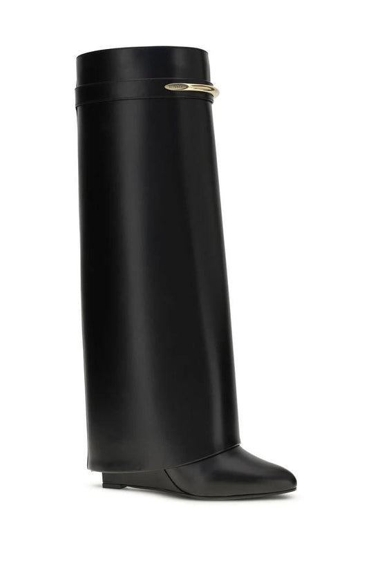Givenchy Schwarze Bos Taurus Kalbsleder-Stiefel by Givenchy