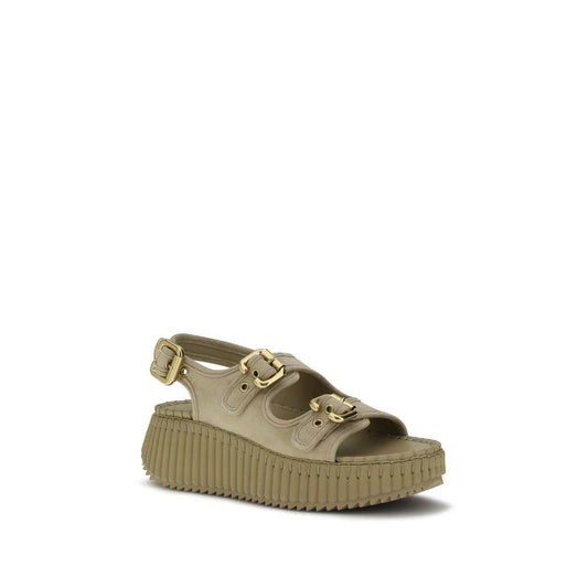 Chloé Beige Kalbsleder Bos Taurus Plateau-Sandalen by Chloé