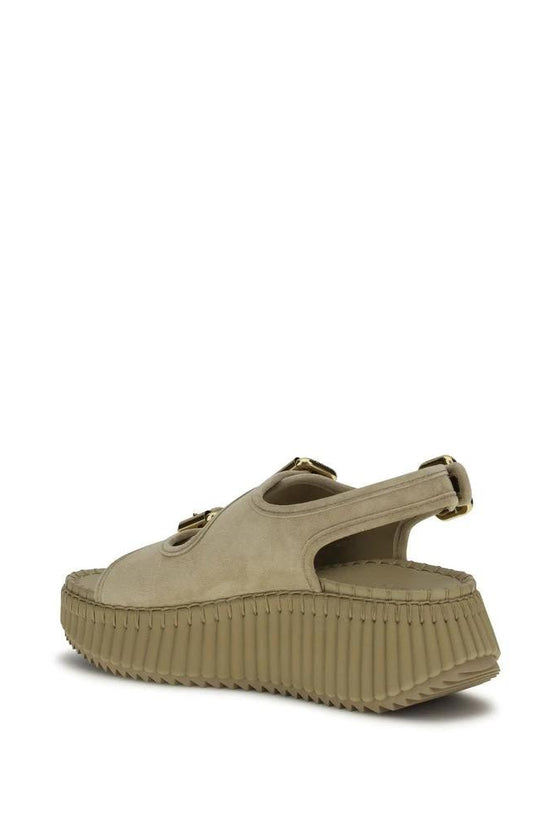 Chloé Beige Kalbsleder Bos Taurus Plateau-Sandalen by Chloé