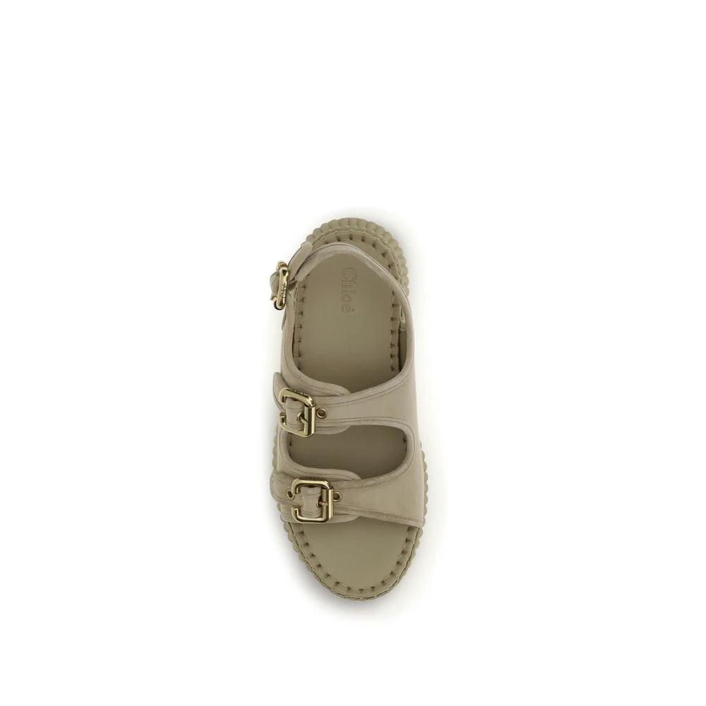 Chloé Beige Kalbsleder Bos Taurus Plateau-Sandalen by Chloé