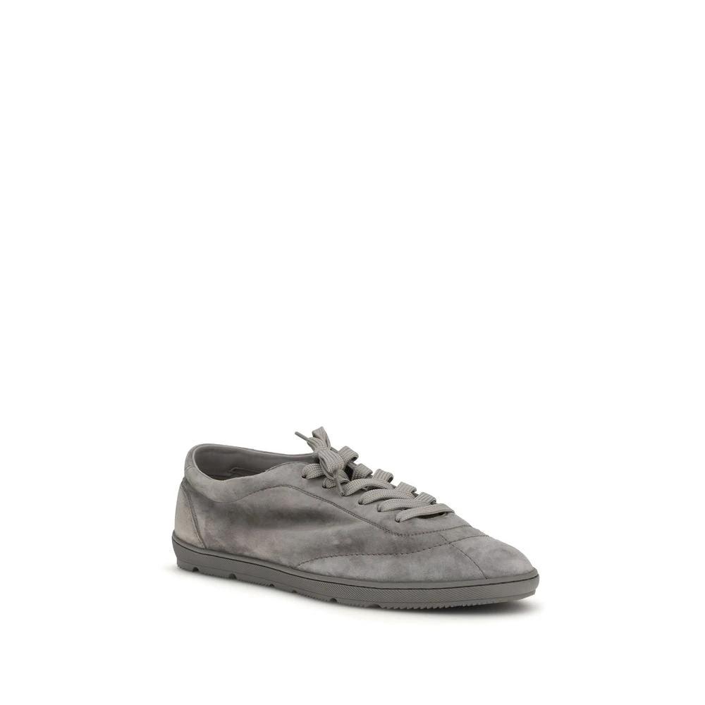 Brunello Cucinelli Graue Bos Taurus Kalbsleder Low-Top-Sneaker by Brunello Cucinelli