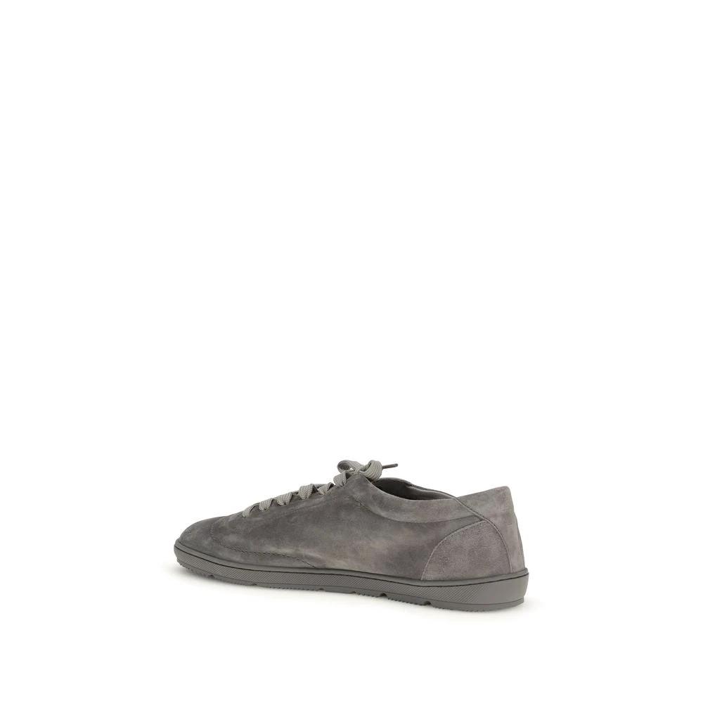 Brunello Cucinelli Graue Bos Taurus Kalbsleder Low-Top-Sneaker by Brunello Cucinelli