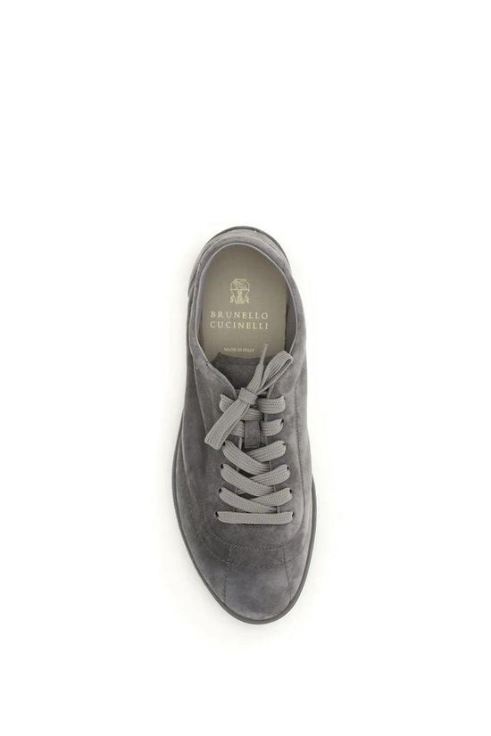 Brunello Cucinelli Graue Bos Taurus Kalbsleder Low-Top-Sneaker by Brunello Cucinelli