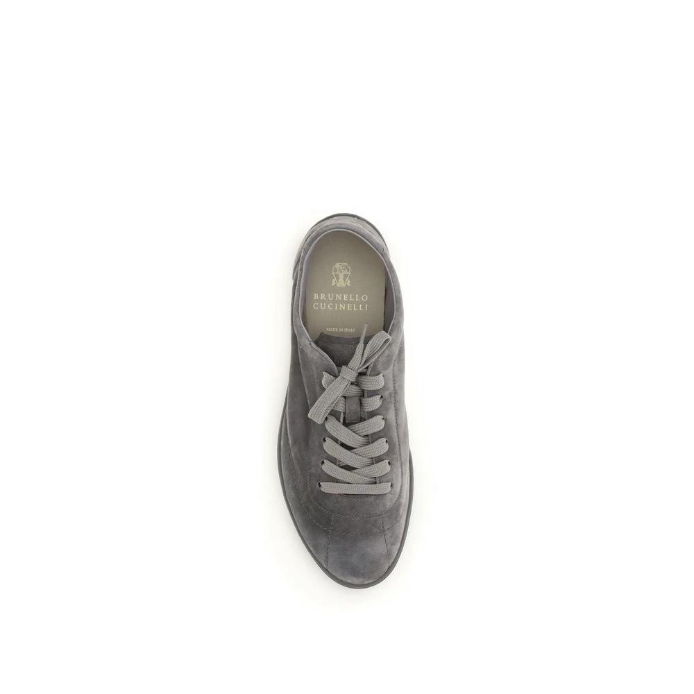 Brunello Cucinelli Graue Bos Taurus Kalbsleder Low-Top-Sneaker by Brunello Cucinelli