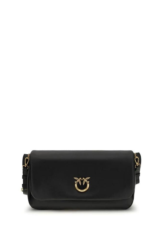 PINKO Schwarze Kalbsleder Bos Taurus Schultertasche by PINKO