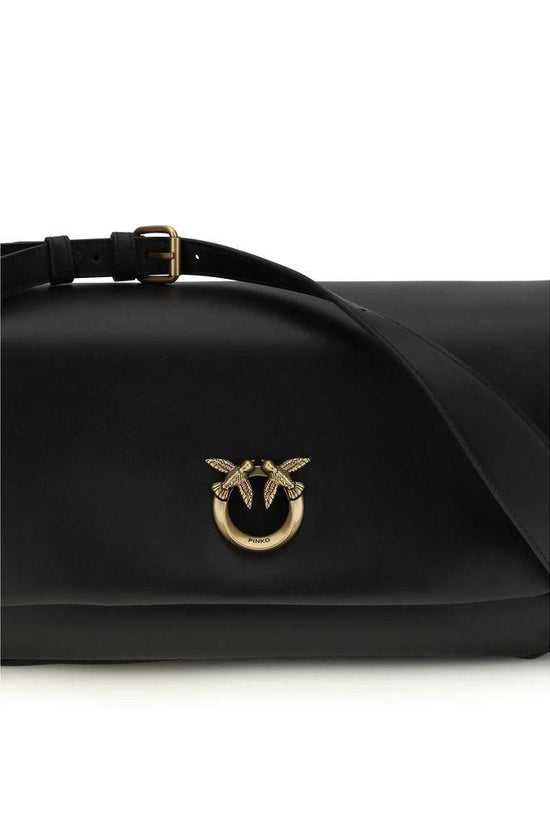 PINKO Schwarze Kalbsleder Bos Taurus Schultertasche by PINKO
