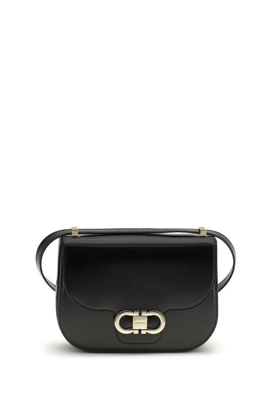 Ferragamo Schwarze Bos Taurus Kalbsleder Schultertasche by Ferragamo