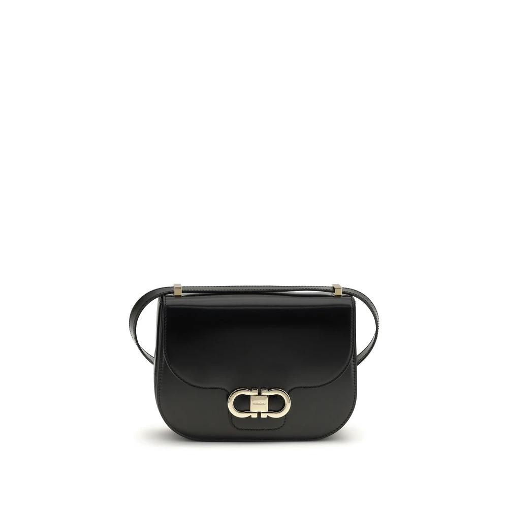Ferragamo Schwarze Bos Taurus Kalbsleder Schultertasche by Ferragamo