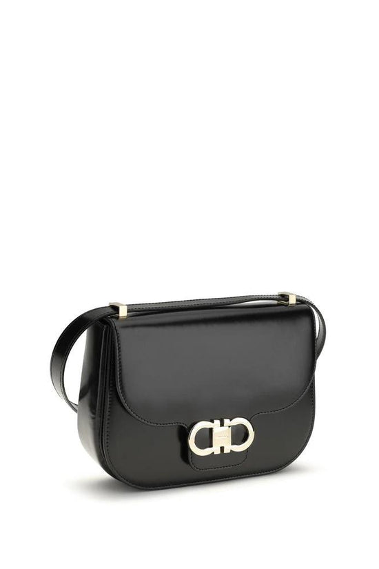 Ferragamo Schwarze Bos Taurus Kalbsleder Schultertasche by Ferragamo