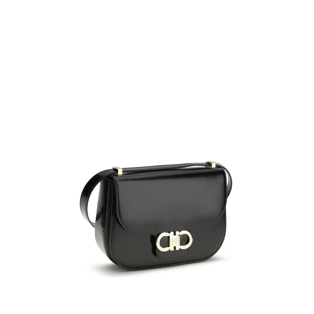 Ferragamo Schwarze Bos Taurus Kalbsleder Schultertasche by Ferragamo