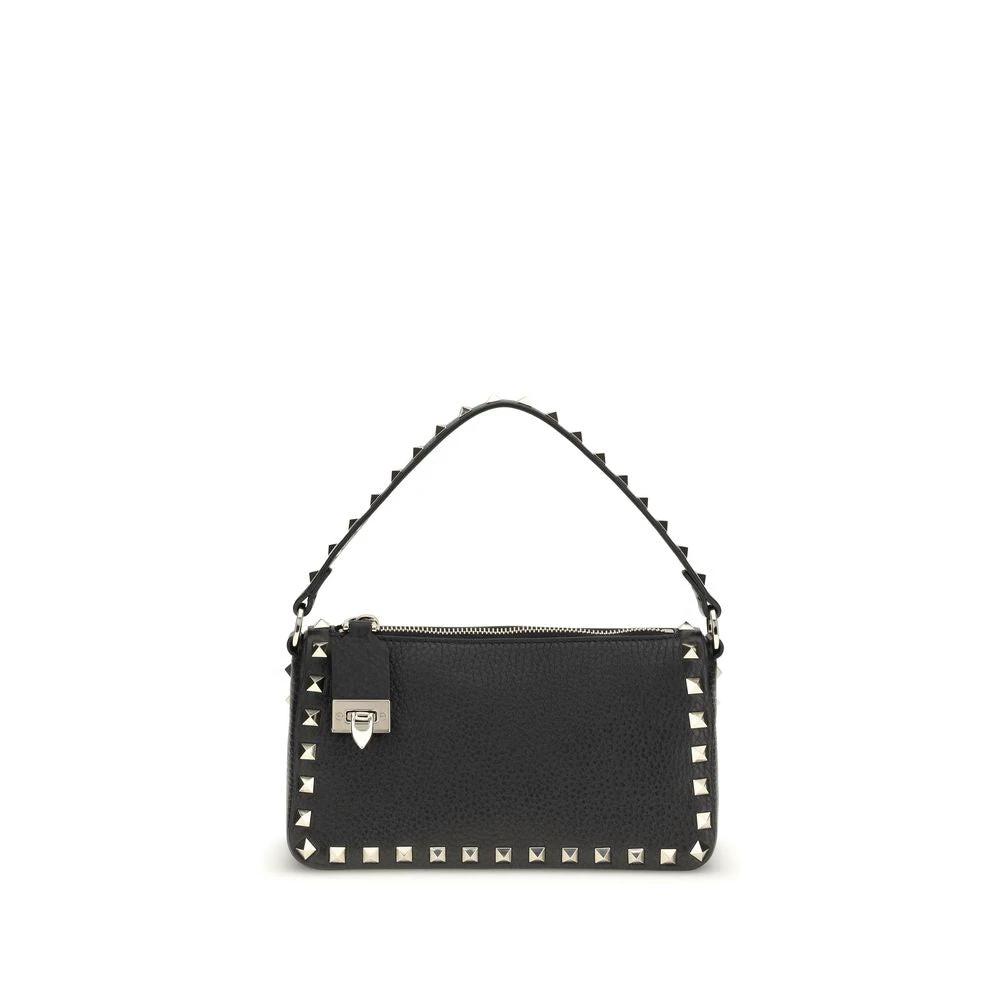 Valentino Garavani Schwarze Kalbsleder Bos Taurus Schultertasche by Valentino Garavani