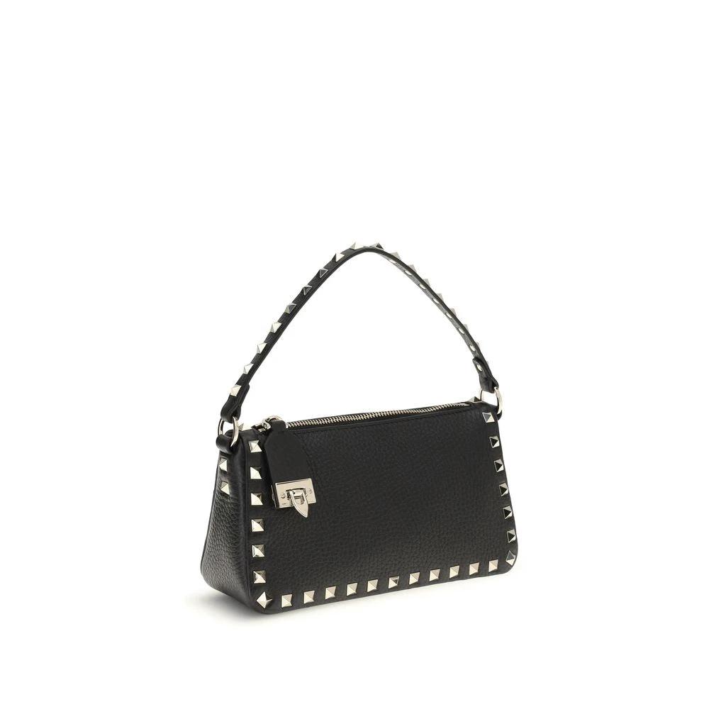 Valentino Garavani Schwarze Kalbsleder Bos Taurus Schultertasche by Valentino Garavani