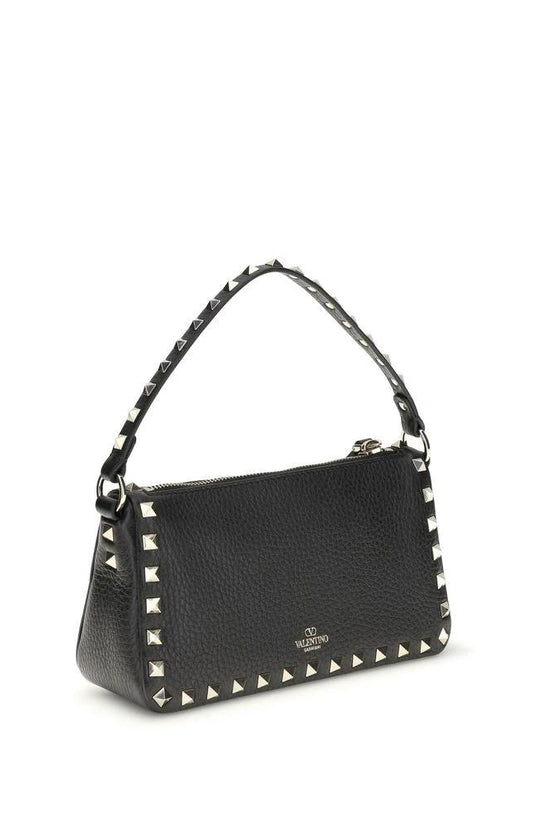 Valentino Garavani Schwarze Kalbsleder Bos Taurus Schultertasche by Valentino Garavani