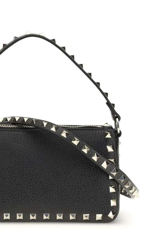 Valentino Garavani Schwarze Kalbsleder Bos Taurus Schultertasche by Valentino Garavani