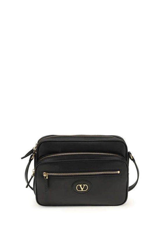 Valentino Garavani Schwarze Bos Taurus Kalbsleder Schultertasche by Valentino Garavani