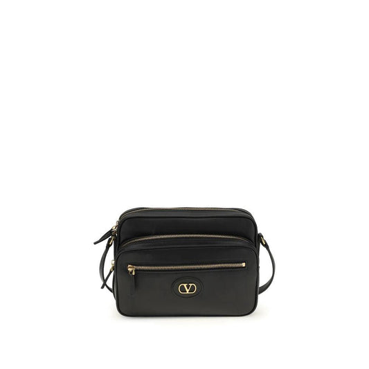Valentino Garavani Schwarze Bos Taurus Kalbsleder Schultertasche by Valentino Garavani