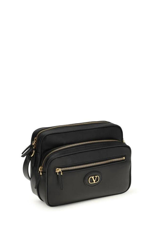Valentino Garavani Schwarze Bos Taurus Kalbsleder Schultertasche by Valentino Garavani