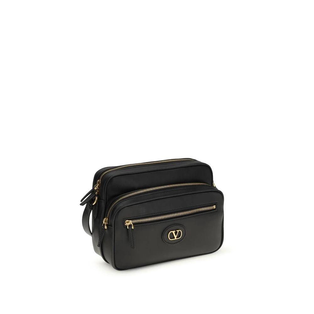 Valentino Garavani Schwarze Bos Taurus Kalbsleder Schultertasche by Valentino Garavani
