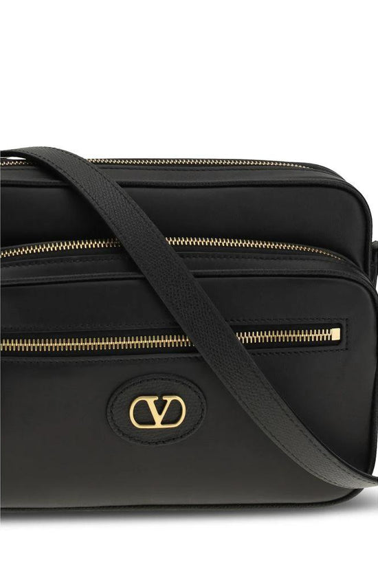 Valentino Garavani Schwarze Bos Taurus Kalbsleder Schultertasche by Valentino Garavani