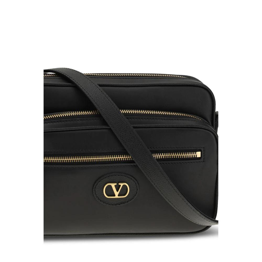 Valentino Garavani Schwarze Bos Taurus Kalbsleder Schultertasche by Valentino Garavani