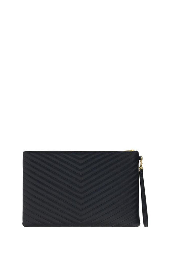 Saint Laurent Schwarze Kalbsleder Bos Taurus Clutch Tasche by Saint Laurent