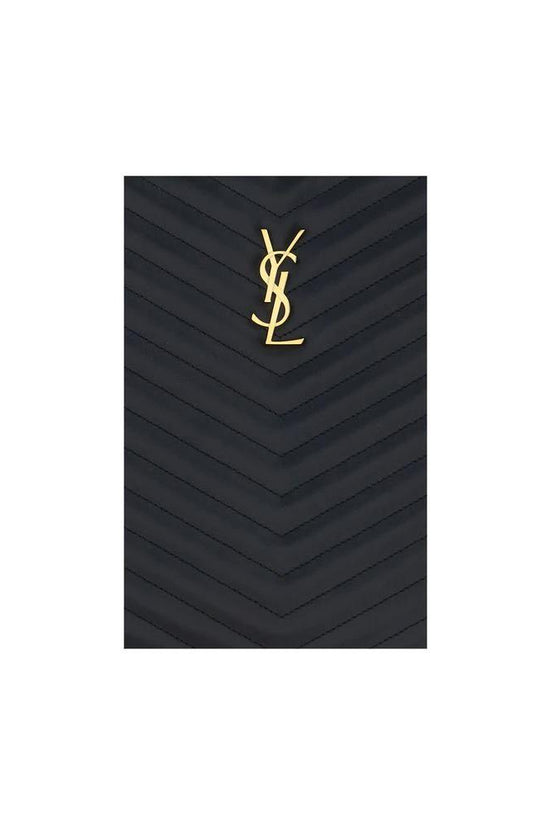 Saint Laurent Schwarze Kalbsleder Bos Taurus Clutch Tasche by Saint Laurent