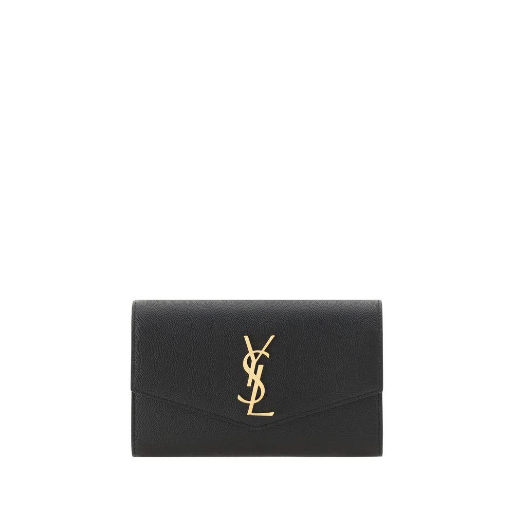 Saint Laurent Schwarze Bos Taurus Kalbsleder Schultertasche by Saint Laurent