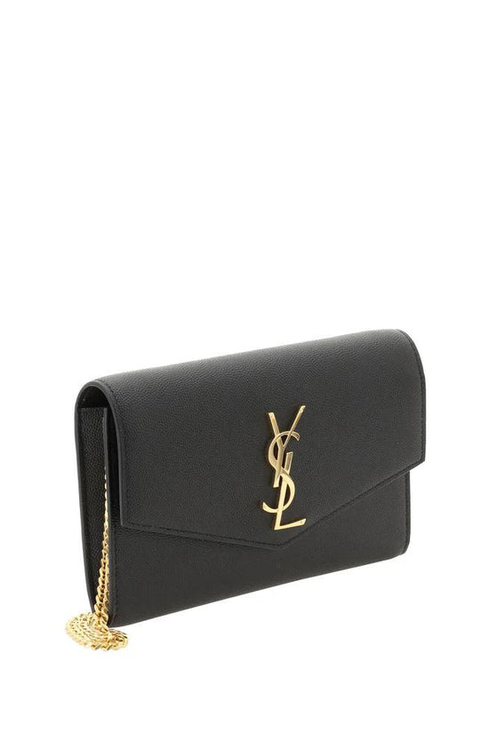 Saint Laurent Schwarze Bos Taurus Kalbsleder Schultertasche by Saint Laurent