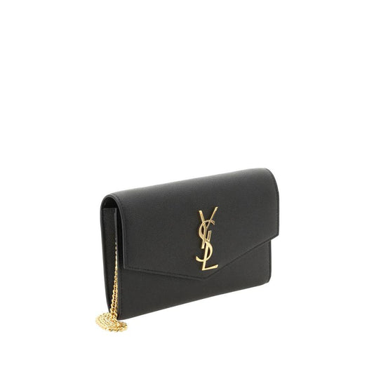 Saint Laurent Schwarze Bos Taurus Kalbsleder Schultertasche by Saint Laurent
