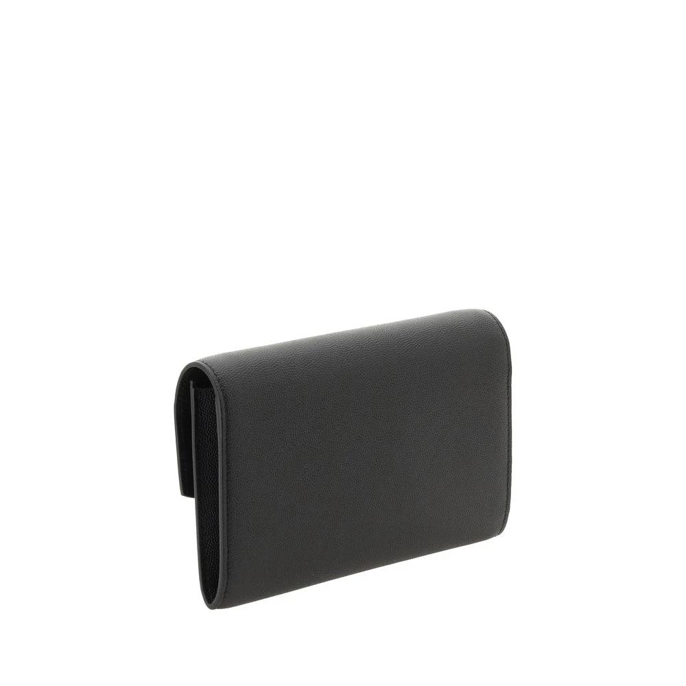 Saint Laurent Schwarze Bos Taurus Kalbsleder Schultertasche by Saint Laurent