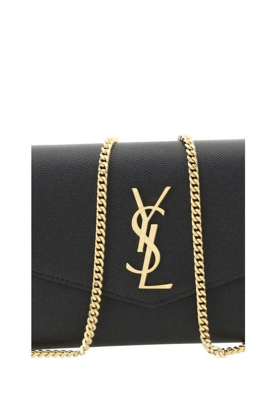 Saint Laurent Schwarze Bos Taurus Kalbsleder Schultertasche by Saint Laurent