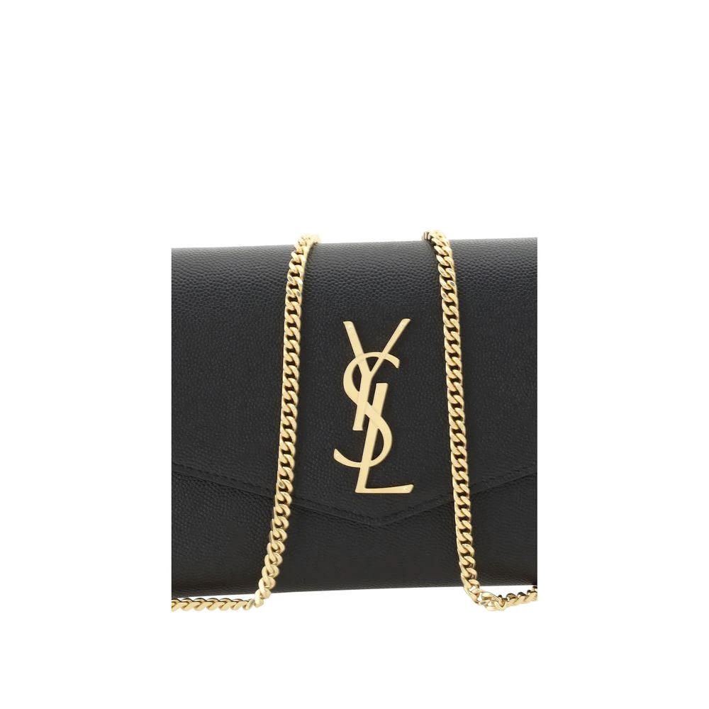 Saint Laurent Schwarze Bos Taurus Kalbsleder Schultertasche by Saint Laurent