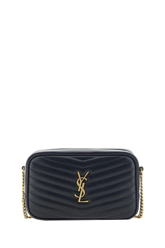 Saint Laurent Schwarze Bos Taurus Kalbsleder Schultertasche by Saint Laurent