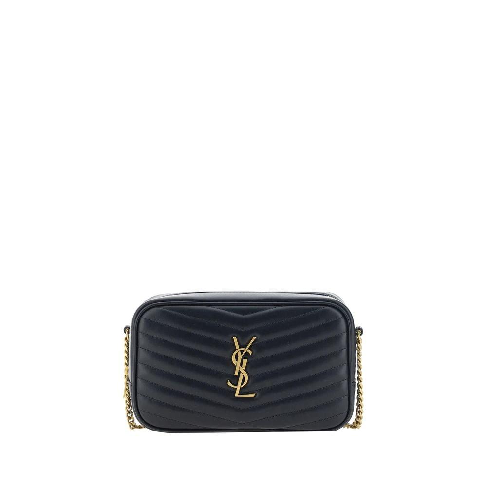Saint Laurent Schwarze Bos Taurus Kalbsleder Schultertasche by Saint Laurent