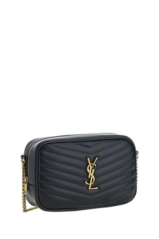 Saint Laurent Schwarze Bos Taurus Kalbsleder Schultertasche by Saint Laurent