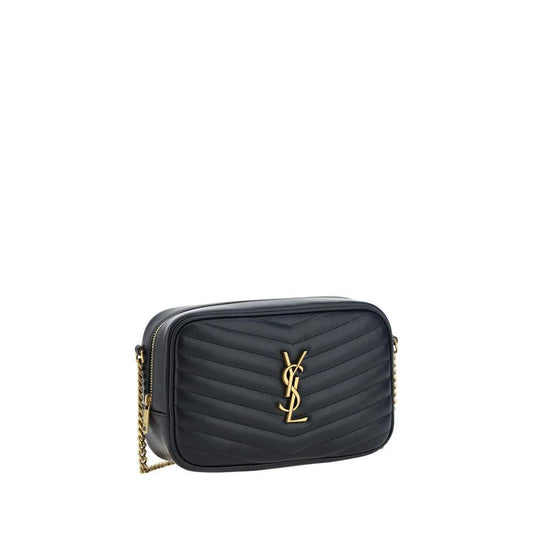 Saint Laurent Schwarze Bos Taurus Kalbsleder Schultertasche by Saint Laurent