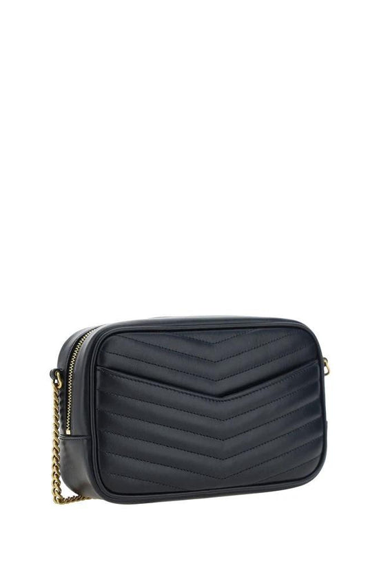 Saint Laurent Schwarze Bos Taurus Kalbsleder Schultertasche by Saint Laurent