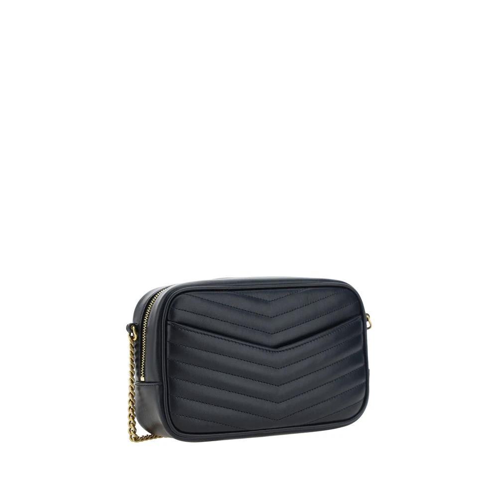 Saint Laurent Schwarze Bos Taurus Kalbsleder Schultertasche by Saint Laurent