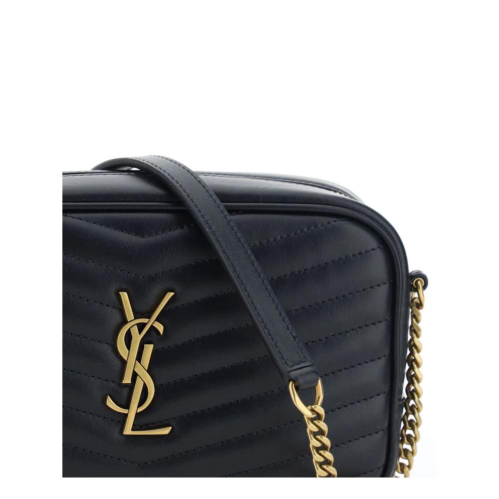 Saint Laurent Schwarze Bos Taurus Kalbsleder Schultertasche by Saint Laurent