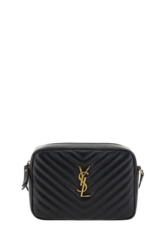 Saint Laurent Schwarze Bos Taurus Kalbsleder Schultertasche by Saint Laurent